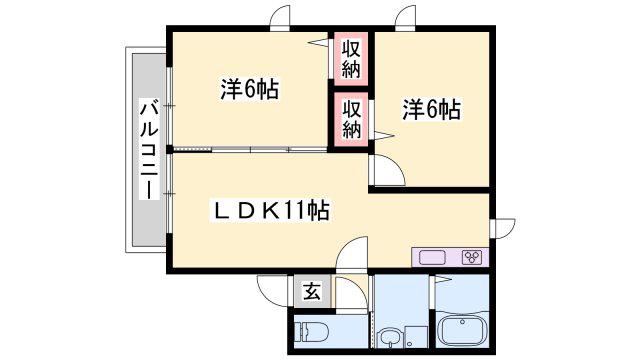 エルドール五番館(2LDK/2階)の間取り写真