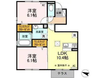 エスポワールトワダ(2LDK/1階)の間取り写真