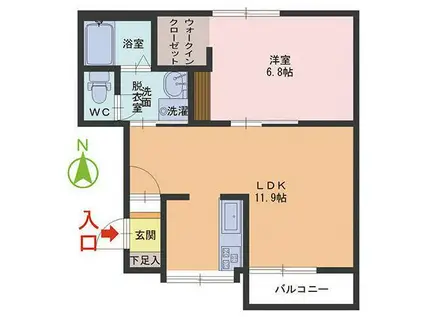 西里レジデンス(1LDK/1階)の間取り写真