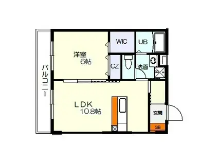 リッチヒルズ中央通(1LDK/2階)の間取り写真