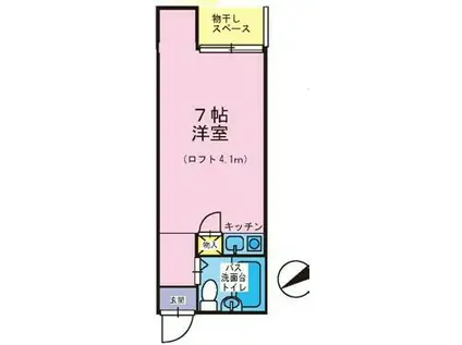 サンハイムⅢ(ワンルーム/1階)の間取り写真