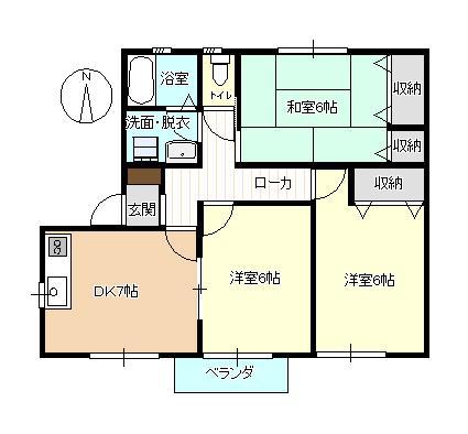あくらコーポA(3DK/2階)の間取り写真