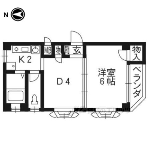丹波口サンハイツ(1DK/1階)の間取り写真