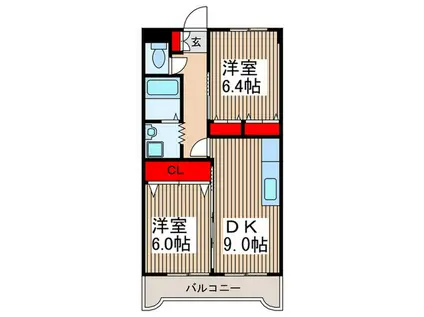 プレステージ東川口(2DK/2階)の間取り写真