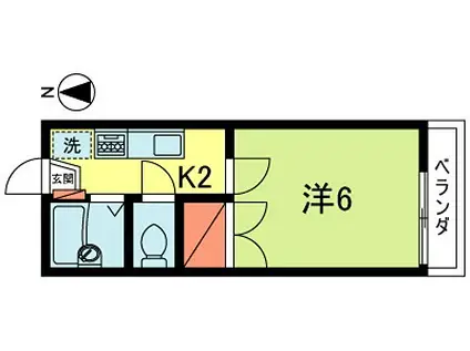 サットンプレイス梨花(1K/2階)の間取り写真