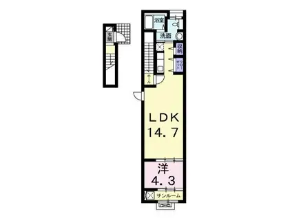 ルーベル柞原(1LDK/2階)の間取り写真