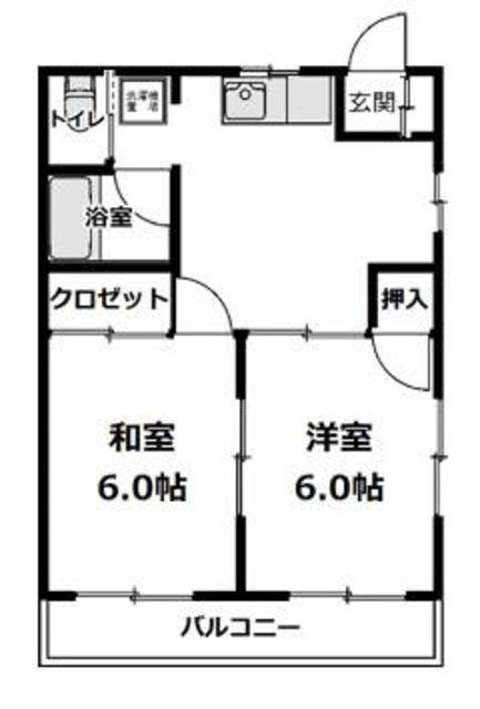 谷マンション(2DK/1階)の間取り写真