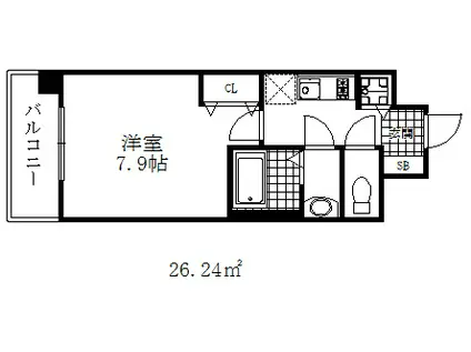 エスライズ新神戸Ⅱ(1K/3階)の間取り写真