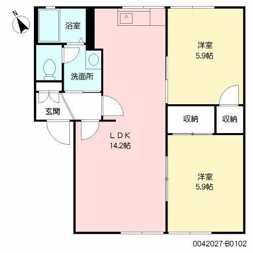 コンフォール志村B(2LDK/1階)の間取り写真