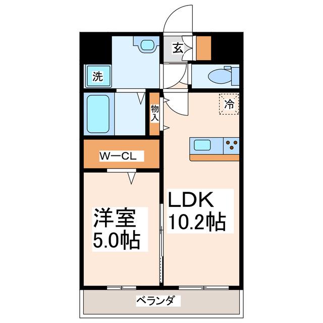 SQUARE元気の森公園(1LDK/2階)の間取り写真