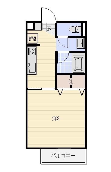 SURPLUS雉子野C(1K/2階)の間取り写真
