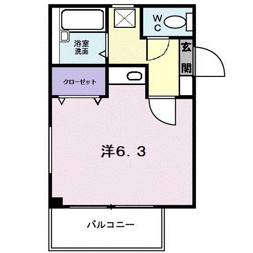 ディアコート(1K/1階)の間取り写真