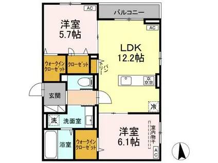 CLASSEUM仙台小田原 II(2LDK/3階)の間取り写真