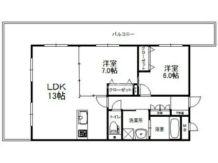 サンロージュ薬院駅前(1LDK/14階)の間取り写真
