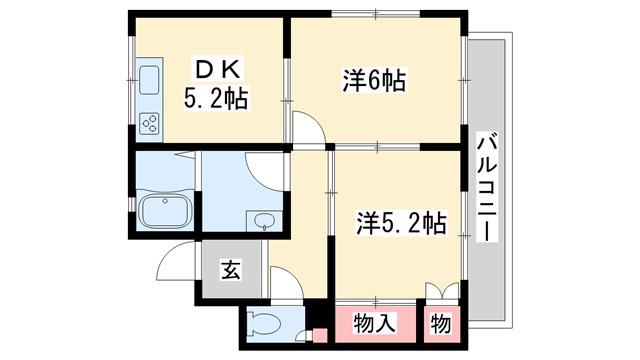 パインコート(2DK/2階)の間取り写真