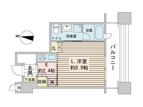 ラフィネタワー札幌南3条(1K/7階)の間取り写真