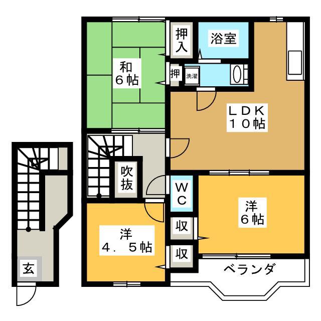 エクセラン(3LDK/2階)の間取り写真