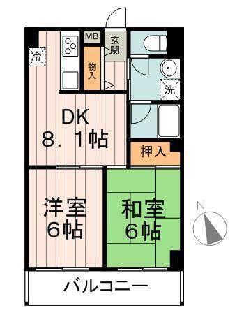 清晃マンション(2DK/2階)の間取り写真