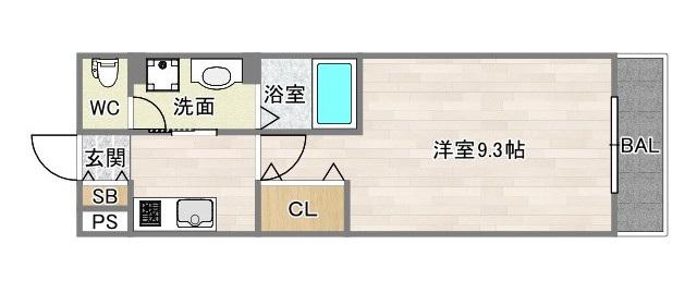 大阪市住吉区長居アパート(1K/3階)の間取り写真
