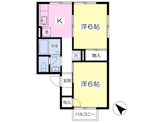 セジュール菅沼I(2K/2階)の間取り写真