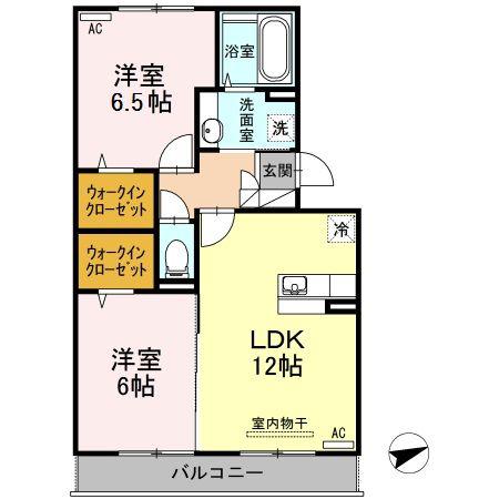 ブランネージュA(2LDK/2階)の間取り写真