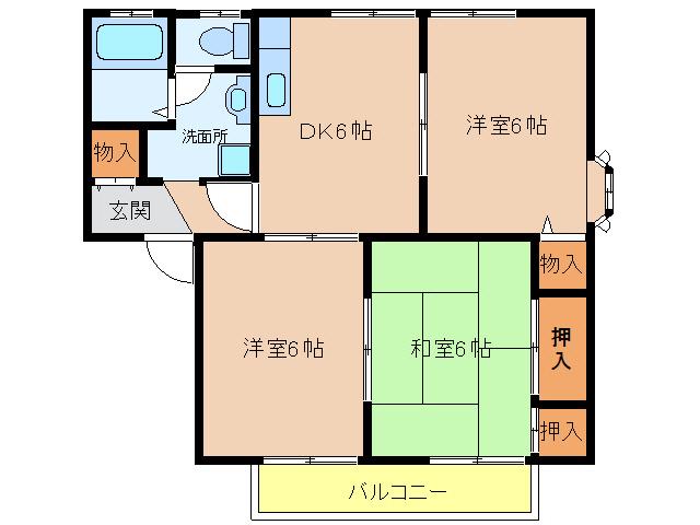 グランドヒル幹E棟(3DK/2階)の間取り写真