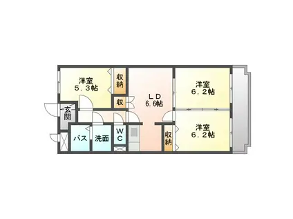 ユーミーマンションかのこII(3LDK/2階)の間取り写真