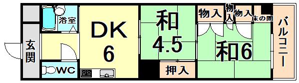 ながすダンダンハウス(2DK/4階)の間取り写真