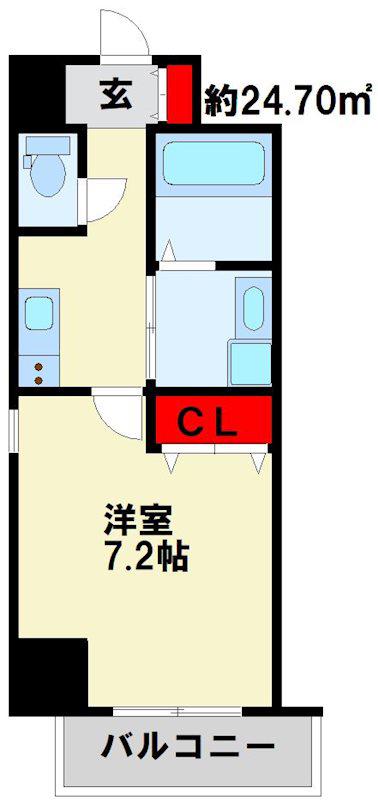 BERGAMOTTO三萩野(1K/4階)の間取り写真