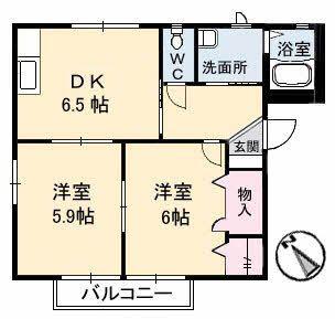 ハイツミク(2DK/1階)の間取り写真