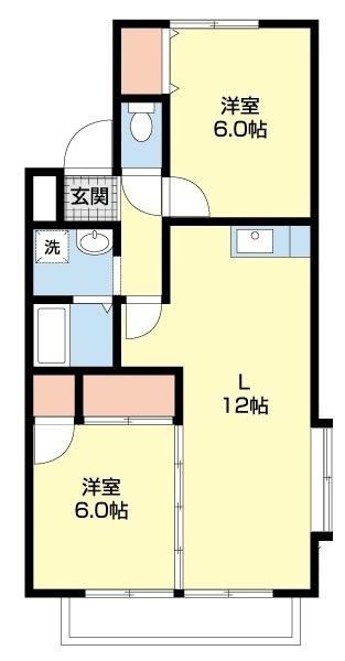 プリマスうえの(2LDK/2階)の間取り写真
