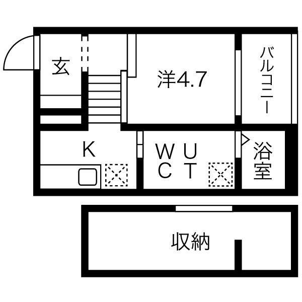 LENDROIT APAISANT (1K/2階)の間取り写真
