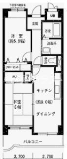エスポワールダイエイ(2LDK/3階)の間取り写真