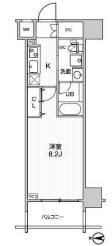 ステージグランデ錦糸町II(1K/5階)の間取り写真