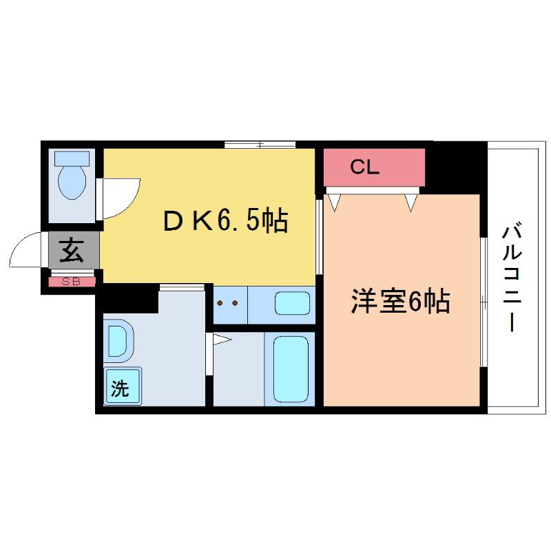 グローリーハイツ山本2(1DK/3階)の間取り写真