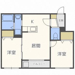 トラストコートS16(2LDK/4階)の間取り写真