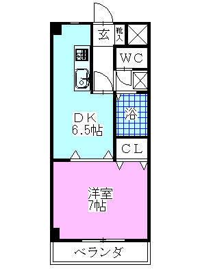 ルーラル7番館(1DK/7階)の間取り写真