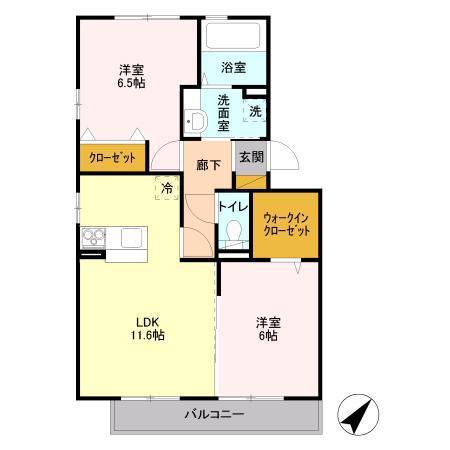 ファミールフラッツ若葉町(2LDK/1階)の間取り写真