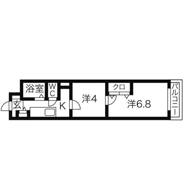 ヒルズ辨天(2K/2階)の間取り写真