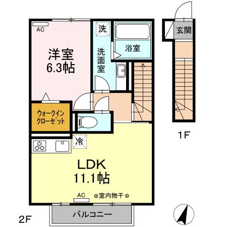 レオカーサ(1LDK/2階)の間取り写真