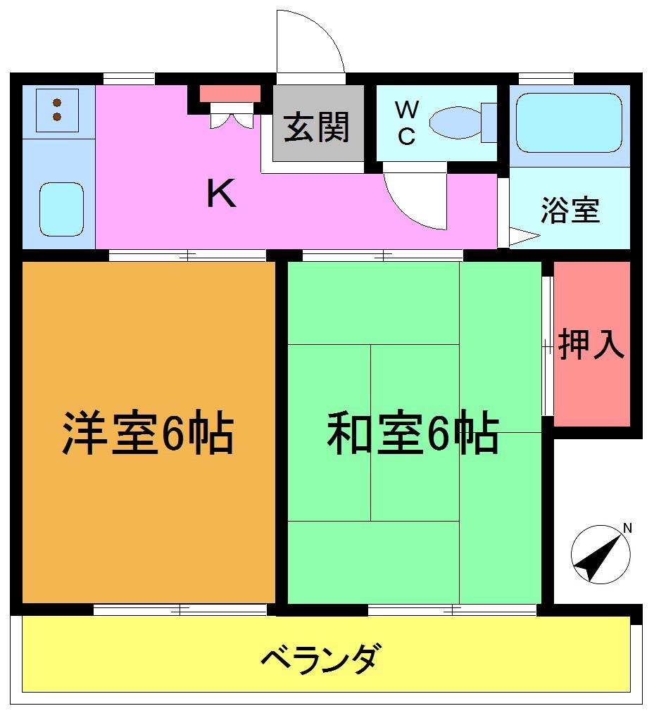 グリーンターフ鬼高(2K/2階)の間取り写真