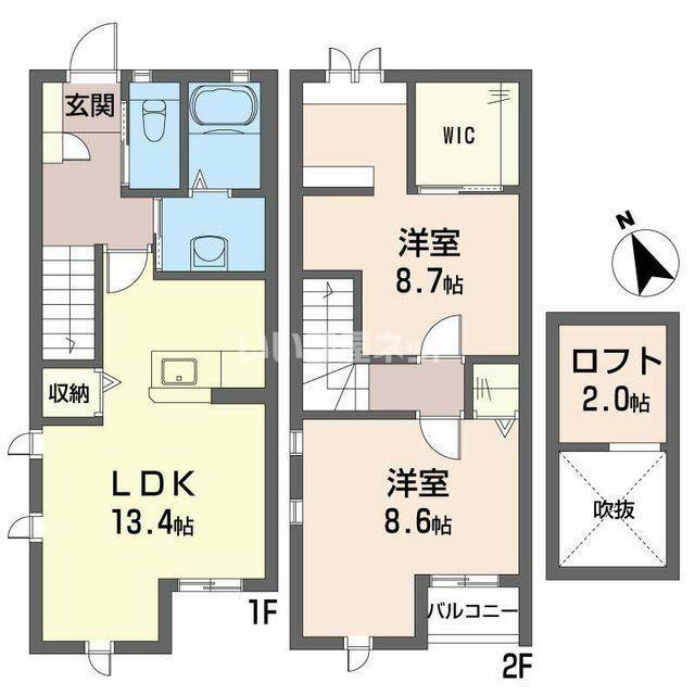 ヒューゲル貴(2LDK/1階)の間取り写真