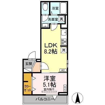 グラナーデ扇I D(1LDK/3階)の間取り写真