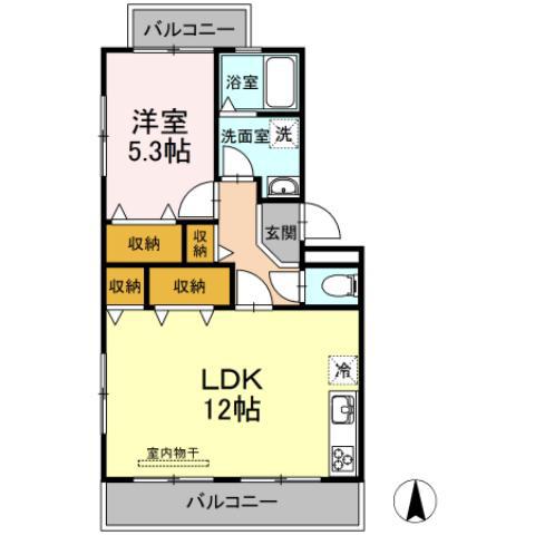 リヴェースふたせ(1LDK/2階)の間取り写真