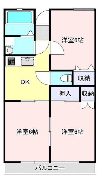 USKコーポ(3DK/2階)の間取り写真
