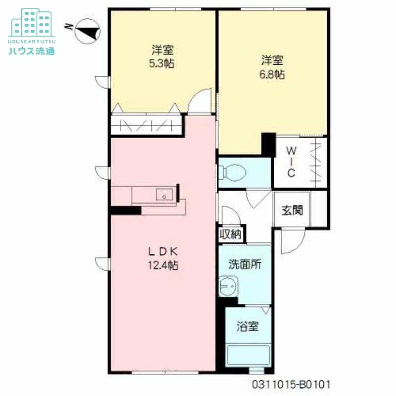 シャーメゾングリーンB棟(2LDK/1階)の間取り写真