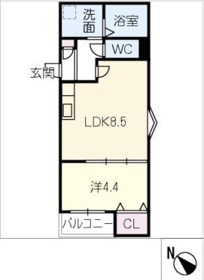 LECOCON弥富(1LDK/1階)の間取り写真