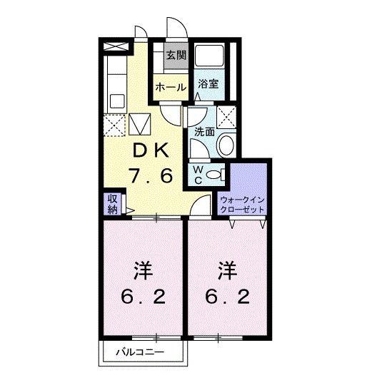 ミラードルチェ(2DK/1階)の間取り写真