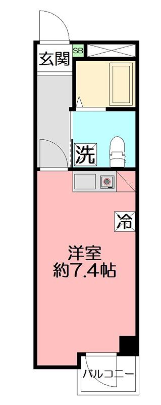 パークヒルズ茅ヶ崎(ワンルーム/1階)の間取り写真
