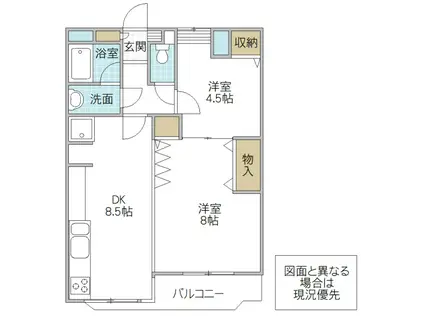 ピアステージ勝田(2DK/1階)の間取り写真